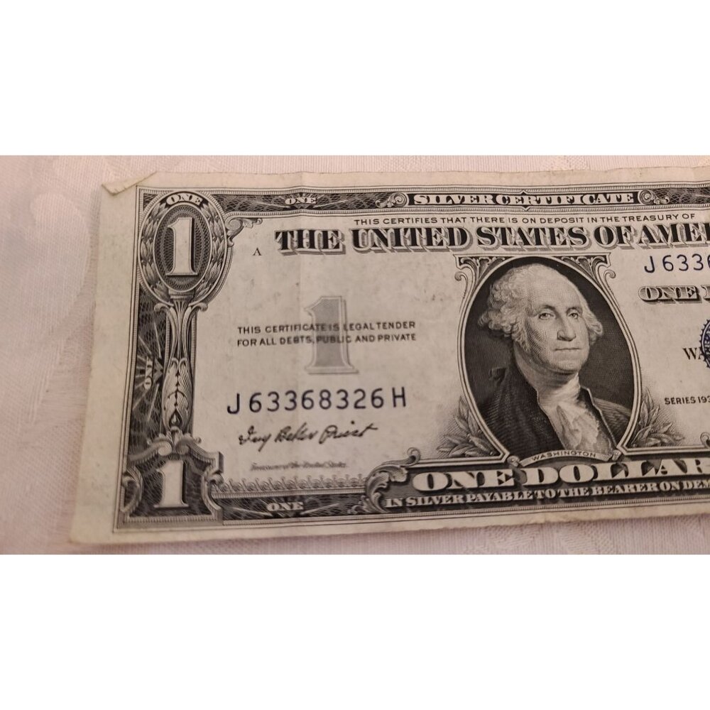 Vintage 1935E $1 Dollar Bill Silver Certificate Blue Note Circulated SHIPS FREE - Picture 3 of 9